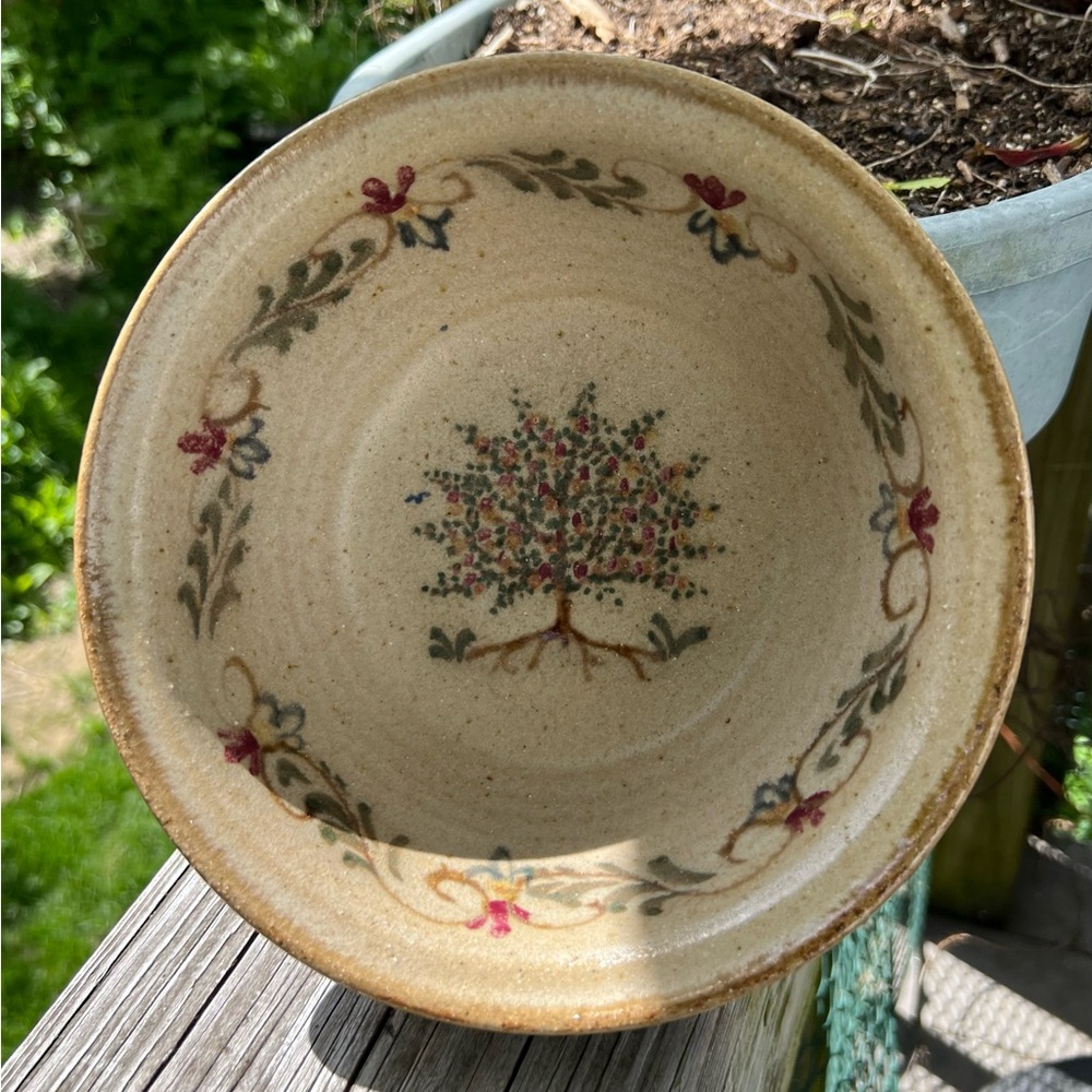 Vintage Berkshire Pottery Bowl Floral Earth Tones 7.5” Across 3.5” Height